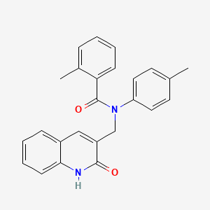 molecular formula C25H22N2O2 B7693667 N-((2-hydroxyquinolin-3-yl)methyl)-2-methyl-N-(p-tolyl)benzamide 