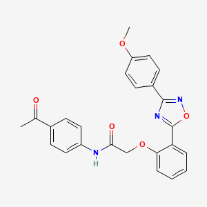 molecular formula C25H21N3O5 B7693672 N-(4-acetylphenyl)-2-(2-(3-(4-methoxyphenyl)-1,2,4-oxadiazol-5-yl)phenoxy)acetamide 
