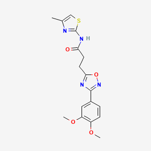 molecular formula C17H18N4O4S B7693680 3-(3-(3,4-dimethoxyphenyl)-1,2,4-oxadiazol-5-yl)-N-(4-methylthiazol-2-yl)propanamide 