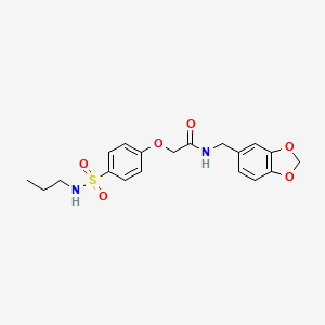 molecular formula C19H22N2O6S B7693686 N-(benzo[d][1,3]dioxol-5-ylmethyl)-2-(4-(N-propylsulfamoyl)phenoxy)acetamide 