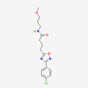 molecular formula C16H20ClN3O3 B7693694 4-(3-(4-chlorophenyl)-1,2,4-oxadiazol-5-yl)-N-(3-methoxypropyl)butanamide 