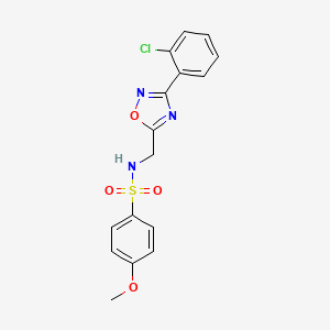 molecular formula C16H14ClN3O4S B7693707 N-((3-(2-chlorophenyl)-1,2,4-oxadiazol-5-yl)methyl)-4-methoxybenzenesulfonamide 