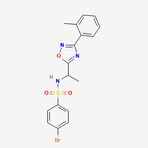 molecular formula C17H16BrN3O3S B7693725 4-bromo-N-(1-(3-(o-tolyl)-1,2,4-oxadiazol-5-yl)ethyl)benzenesulfonamide 