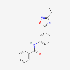 molecular formula C18H17N3O2 B7693737 N-(3-(3-ethyl-1,2,4-oxadiazol-5-yl)phenyl)-2-methylbenzamide 