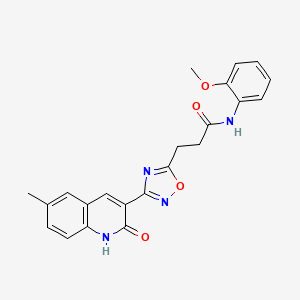 molecular formula C22H20N4O4 B7693745 3-(3-(2-hydroxy-6-methylquinolin-3-yl)-1,2,4-oxadiazol-5-yl)-N-(2-methoxyphenyl)propanamide 