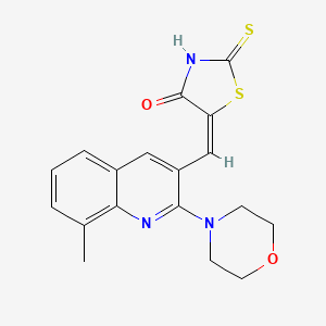 molecular formula C18H17N3O2S2 B7693766 (E)-5-((8-methyl-2-morpholinoquinolin-3-yl)methylene)-2-thioxothiazolidin-4-one 