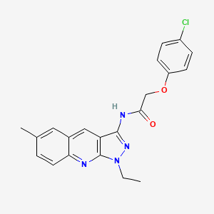 molecular formula C21H19ClN4O2 B7693774 2-(4-chlorophenoxy)-N-(1-ethyl-6-methyl-1H-pyrazolo[3,4-b]quinolin-3-yl)acetamide 