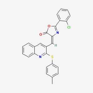 molecular formula C26H17ClN2O2S B7693780 (E)-2-(2-chlorophenyl)-4-((2-(p-tolylthio)quinolin-3-yl)methylene)oxazol-5(4H)-one 