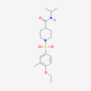 molecular formula C18H28N2O4S B7693793 1-(4-ethoxy-3-methylbenzenesulfonyl)-N-(3-fluorophenyl)piperidine-4-carboxamide 