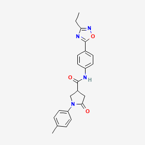 molecular formula C22H22N4O3 B7693805 N-(4-(3-ethyl-1,2,4-oxadiazol-5-yl)phenyl)-5-oxo-1-(p-tolyl)pyrrolidine-3-carboxamide 