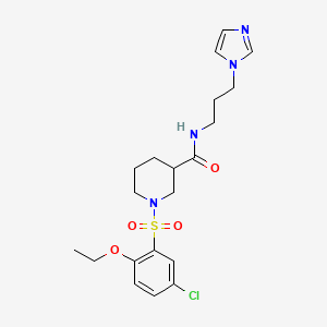 molecular formula C20H27ClN4O4S B7693807 1-(5-chloro-2-ethoxybenzenesulfonyl)-N-ethylpiperidine-3-carboxamide 