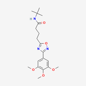molecular formula C19H27N3O5 B7693820 N-(tert-butyl)-4-(3-(3,4,5-trimethoxyphenyl)-1,2,4-oxadiazol-5-yl)butanamide 