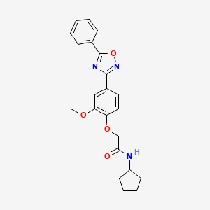 molecular formula C22H23N3O4 B7693826 N-cyclopentyl-2-(2-methoxy-4-(5-phenyl-1,2,4-oxadiazol-3-yl)phenoxy)acetamide 