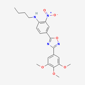 molecular formula C21H24N4O6 B7693845 N-butyl-2-nitro-4-(3-(3,4,5-trimethoxyphenyl)-1,2,4-oxadiazol-5-yl)aniline 