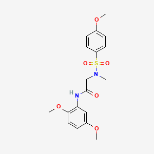 molecular formula C18H22N2O6S B7693851 4-methoxy-N-methyl-N-[2-oxo-2-(pyrrolidin-1-yl)ethyl]benzene-1-sulfonamide 