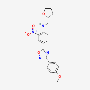 molecular formula C20H20N4O5 B7693869 4-(3-(4-methoxyphenyl)-1,2,4-oxadiazol-5-yl)-2-nitro-N-((tetrahydrofuran-2-yl)methyl)aniline 