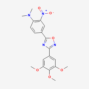 molecular formula C19H20N4O6 B7693874 N,N-dimethyl-2-nitro-4-(3-(3,4,5-trimethoxyphenyl)-1,2,4-oxadiazol-5-yl)aniline 