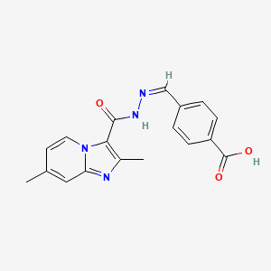molecular formula C18H16N4O3 B7693897 (Z)-4-((2-(2,7-dimethylimidazo[1,2-a]pyridine-3-carbonyl)hydrazono)methyl)benzoic acid 