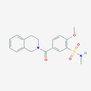 molecular formula C18H20N2O4S B7693913 2-methoxy-N-methyl-5-(1,2,3,4-tetrahydroisoquinoline-2-carbonyl)benzenesulfonamide 