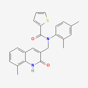 molecular formula C24H22N2O2S B7693916 N-(2,4-dimethylphenyl)-N-((2-hydroxy-8-methylquinolin-3-yl)methyl)thiophene-2-carboxamide 