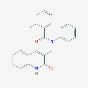 molecular formula C25H22N2O2 B7693937 N-((2-hydroxy-8-methylquinolin-3-yl)methyl)-2-methyl-N-phenylbenzamide 
