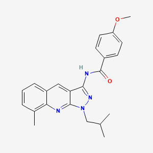 molecular formula C23H24N4O2 B7693950 N-(1-isobutyl-8-methyl-1H-pyrazolo[3,4-b]quinolin-3-yl)-4-methoxybenzamide 