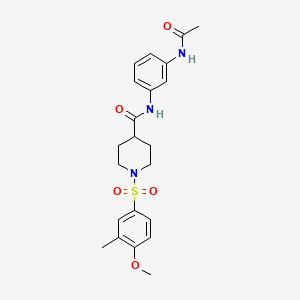 molecular formula C22H27N3O5S B7693963 1-(4-methoxy-3-methylbenzenesulfonyl)-N-[4-(trifluoromethyl)phenyl]piperidine-4-carboxamide 