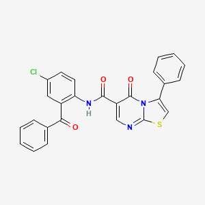 molecular formula C26H16ClN3O3S B7693988 N-(4-methoxyphenyl)-5-oxo-3-phenyl-5H-[1,3]thiazolo[3,2-a]pyrimidine-6-carboxamide 