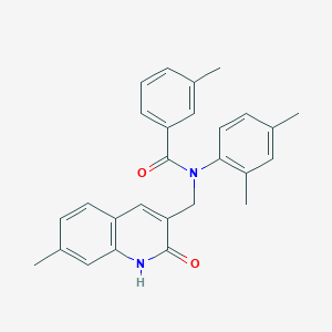 molecular formula C27H26N2O2 B7693998 N-(2,4-dimethylphenyl)-N-((2-hydroxy-7-methylquinolin-3-yl)methyl)-3-methylbenzamide 