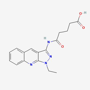 molecular formula C17H18N4O3 B7694005 5-((1-ethyl-1H-pyrazolo[3,4-b]quinolin-3-yl)amino)-5-oxopentanoic acid 