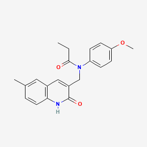 molecular formula C21H22N2O3 B7694009 N-((2-hydroxy-6-methylquinolin-3-yl)methyl)-N-(4-methoxyphenyl)propionamide 
