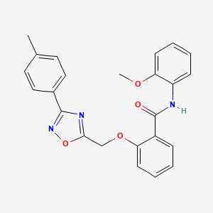 molecular formula C24H21N3O4 B7694020 N-(2-methoxyphenyl)-2-((3-(p-tolyl)-1,2,4-oxadiazol-5-yl)methoxy)benzamide 