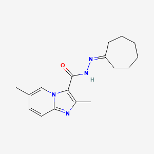 molecular formula C17H22N4O B7694022 N'-cycloheptylidene-2,6-dimethylimidazo[1,2-a]pyridine-3-carbohydrazide 