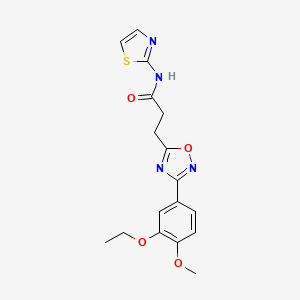 molecular formula C17H18N4O4S B7694029 3-(3-(3-ethoxy-4-methoxyphenyl)-1,2,4-oxadiazol-5-yl)-N-(thiazol-2-yl)propanamide 