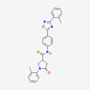 molecular formula C27H24N4O3 B7694041 5-oxo-1-(o-tolyl)-N-(4-(3-(o-tolyl)-1,2,4-oxadiazol-5-yl)phenyl)pyrrolidine-3-carboxamide 