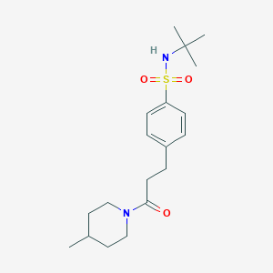 molecular formula C19H30N2O3S B7694052 N-(tert-butyl)-4-(3-(4-methylpiperidin-1-yl)-3-oxopropyl)benzenesulfonamide 