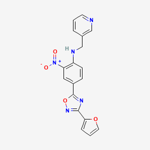 molecular formula C18H13N5O4 B7694053 4-(3-(furan-2-yl)-1,2,4-oxadiazol-5-yl)-2-nitro-N-(pyridin-3-ylmethyl)aniline 