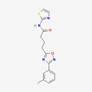 molecular formula C16H16N4O2S B7694060 N-(thiazol-2-yl)-4-(3-(m-tolyl)-1,2,4-oxadiazol-5-yl)butanamide 