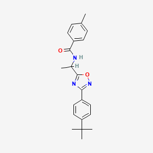 molecular formula C22H25N3O2 B7694096 N-(1-(3-(4-(tert-butyl)phenyl)-1,2,4-oxadiazol-5-yl)ethyl)-4-methylbenzamide 