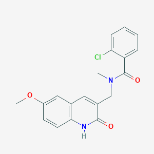 molecular formula C19H17ClN2O3 B7694112 2-chloro-N-((2-hydroxy-6-methoxyquinolin-3-yl)methyl)-N-methylbenzamide 
