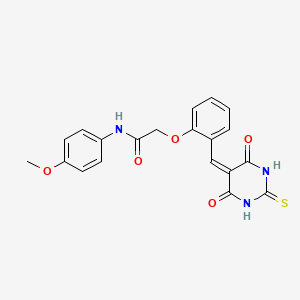 2-(2-((4,6-dioxo-2-thioxotetrahydropyrimidin-5(2H)-ylidene)methyl)phenoxy)-N-(4-methoxyphenyl)acetamide