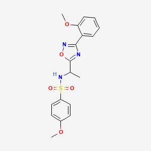 molecular formula C18H19N3O5S B7694136 4-methoxy-N-(1-(3-(2-methoxyphenyl)-1,2,4-oxadiazol-5-yl)ethyl)benzenesulfonamide 