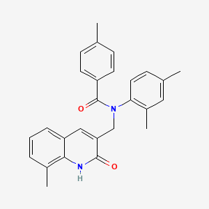 molecular formula C27H26N2O2 B7694162 N-(2,4-dimethylphenyl)-N-((2-hydroxy-8-methylquinolin-3-yl)methyl)-4-methylbenzamide 