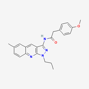 molecular formula C23H24N4O2 B7694196 2-(4-methoxyphenyl)-N-(6-methyl-1-propyl-1H-pyrazolo[3,4-b]quinolin-3-yl)acetamide 