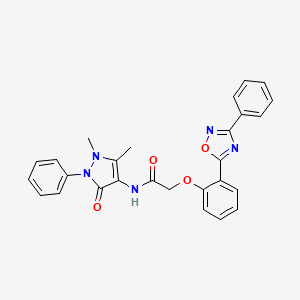 molecular formula C27H23N5O4 B7694204 N-(1,5-dimethyl-3-oxo-2-phenyl-2,3-dihydro-1H-pyrazol-4-yl)-2-(2-(3-phenyl-1,2,4-oxadiazol-5-yl)phenoxy)acetamide 