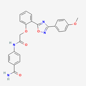 molecular formula C24H20N4O5 B7694235 4-(2-(2-(3-(4-methoxyphenyl)-1,2,4-oxadiazol-5-yl)phenoxy)acetamido)benzamide 