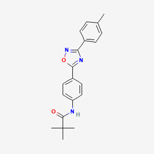molecular formula C20H21N3O2 B7694268 N-(4-(3-(p-tolyl)-1,2,4-oxadiazol-5-yl)phenyl)pivalamide 