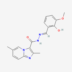 molecular formula C18H18N4O3 B7694300 (E)-N'-(2-hydroxy-3-methoxybenzylidene)-2,6-dimethylimidazo[1,2-a]pyridine-3-carbohydrazide 