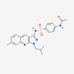 molecular formula C23H25N5O3S B7694303 N-(4-(N-(1-isobutyl-7-methyl-1H-pyrazolo[3,4-b]quinolin-3-yl)sulfamoyl)phenyl)acetamide 