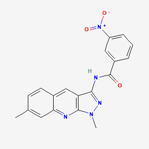 molecular formula C19H15N5O3 B7694317 N-(1,7-dimethyl-1H-pyrazolo[3,4-b]quinolin-3-yl)-3-nitrobenzamide 